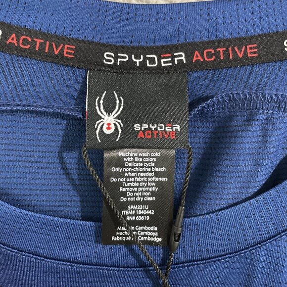 NEW Spyder Active Men's XXL Blue Short Sleeve Shirt Polyester Spandex - Picture 6 of 8